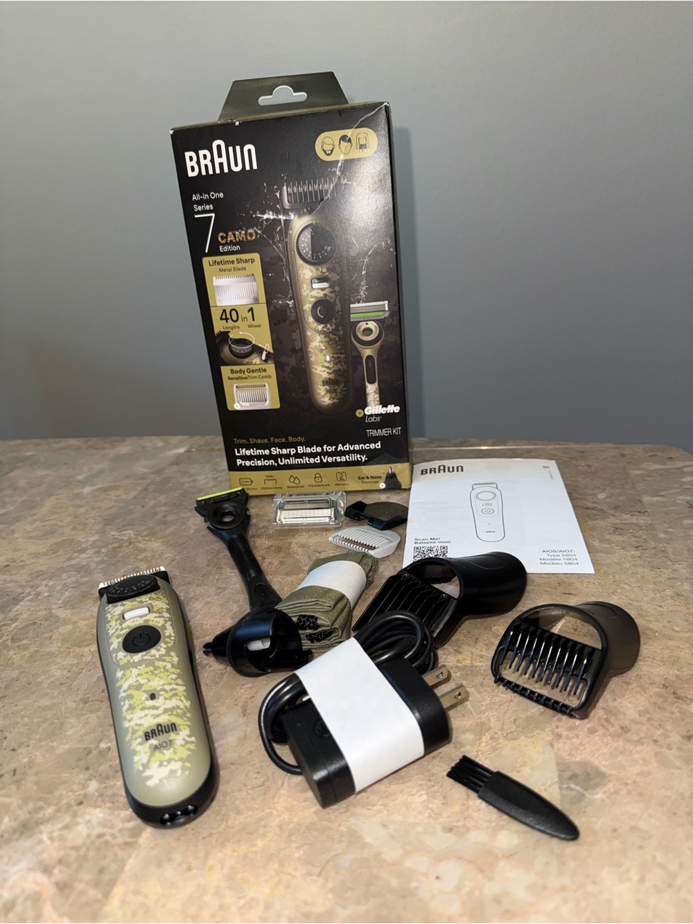 Braun AIO7550 All-in-One Series 7 Waterproof Trimmer Kit Camouflage Green